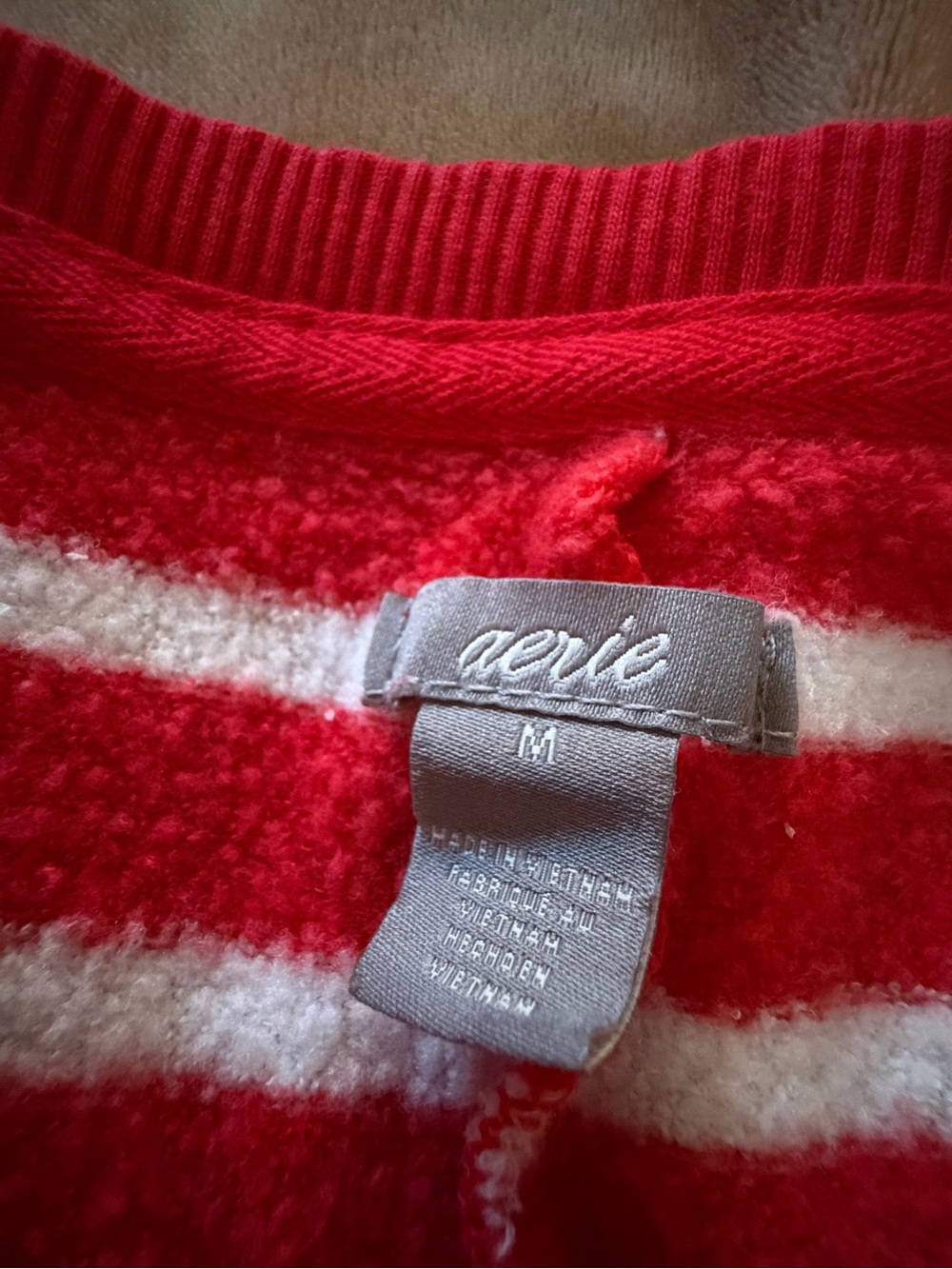 American Eagle Aerie Outfitters Red & White Striped Thermal Onesie Romper Medium - Picture 4 of 7